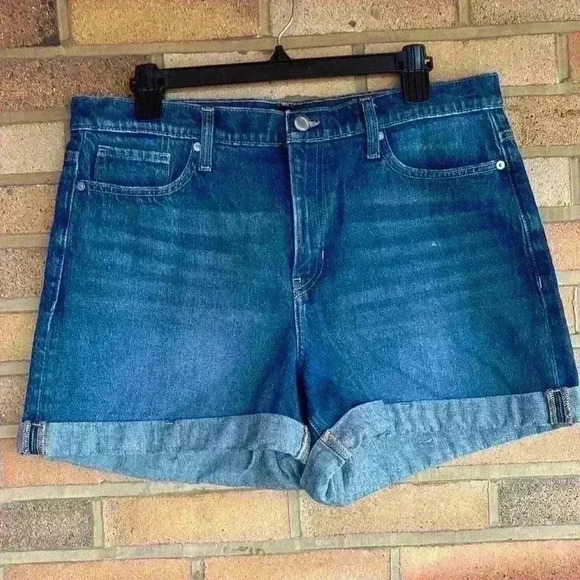 Banana Republic High Rise dark wash denim cuffed shorts - Picture 1 of 6